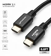 PrimeCrafts HDMI 2.1 cable 6.6ft gold-plated connectors support 8K 60Hz, 4K 120Hz, 48Gbps & eARC