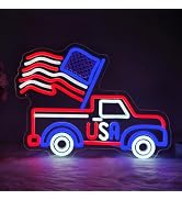Patriotic Truck Flag Neon Sign,USA Truck Stars and Stripes Light for Wall Decor, Dimmable 4th of ...