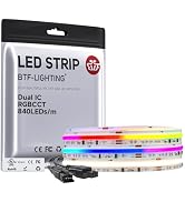 BTF-LIGHTING FCOB COB LED Strip IP30 Piexl IC RGBCCT 9.8FT 840LED/m DC24V 28IC/m Flexible High De...