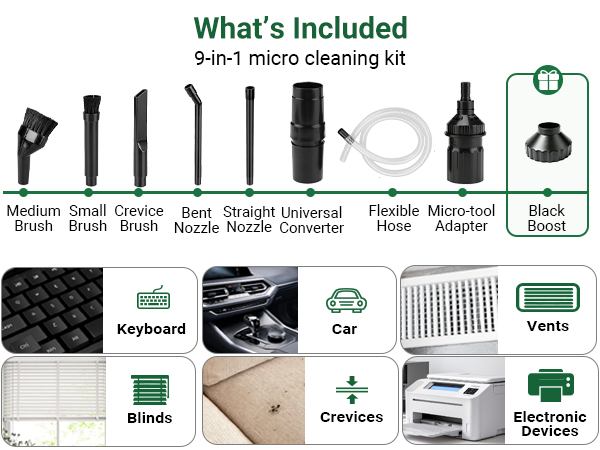 Crevice Attachment Kit for vacuum