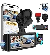 Dash Cam Front Rear and Inside, 3 Channel Dual Dash Camera for Cars WiFi 2.5K Dashcams for Car W/...