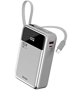 Hichain Laptop Power Bank 65W 20000mAh Portable Charger with Built-in USB-C Cable, 3-Port Fast Ch...