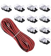 SUPERNIGHT 10 Pack 2 Pin LED Connectors 10mm with16.4ft 22 Gauge 2 Conductor Extension Cable Sold...