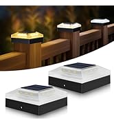 vighep 2 Pack Solar Post Cap Lights Outdoor – 4x4 Fence Post Light with 3 Color Modes, Waterproof...