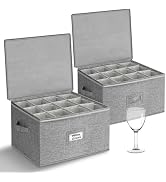 punemi Wine Glass Storage Box, Glassware Storage Containers w/Hard Shell Side Bottom Support & Pa...