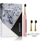 GUFICLE Bamboo Electric Toothbrush for Adults?Rechargeable Electric Toothbrush with 3 Non Toxic C...