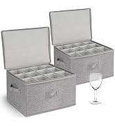 punemi Wine Glass Storage Box, Glassware Storage Containers W/Rigid Top Side Bottom Support & Pad...