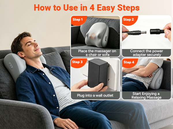 Easy setup for relaxing lower back comfort in just 4 simple steps.