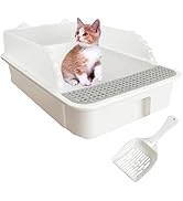 MUYG Open Cat Litter Box with High Side,Heightening Anti-Splashing Cats Litter Pan,Kitten Toilet ...