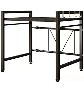 LUCKY KVW Microwave Oven Rack, Microwave Stand,Adjustable Shelf with 6 Hooks Microwave Shelf, Mic...