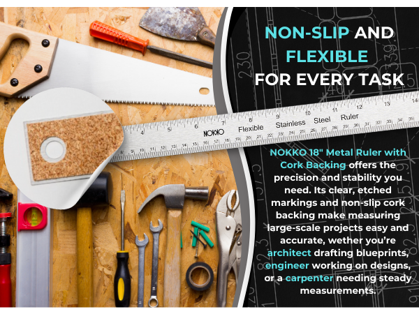 Stainless Steel Ruler with Cork Back - Built for Everyday Use in Any Project