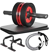 EnterSports Ab Rollers Wheel Kit, Exercise Wheel Core Strength Training Abdominal Roller Set with...