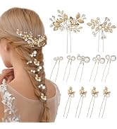 CWJCYTNSN 11 PCS Bride Hair Pins for Women Wedding Rhinestone Bridal Hair Comb Piece Headpiece Pe...