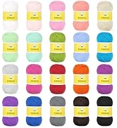 Katech 20 Mini 1OO% Cotton Yarn for Crocheting-2 Sport Weight-1780yd of Baby Yarns for Crafts-Mul...