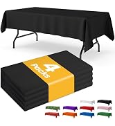 Niuara Black Plastic Table Cloth Rectangle Table 4 Pack, 54''×108'' Black Tablecloth for 6ft Tabl...