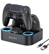 NEWDERY for PS5 Controller Charger Station Compatible with Dualsense Edge, Fast Charging Dock Sta...