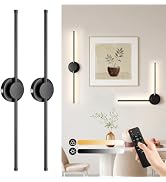 HLCZLUZ 10000mAh Battery Operated Wall Sconce, Round Base, Black | 360° Adjustable Light Bars, 3 ...
