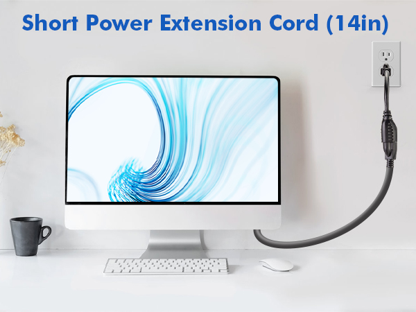 Short Power Extension Cord 12in