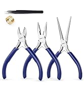 WISEPRO 3 PCS Mini Pliers Set, Jewelry Pliers Kit with Needle Nose, Diagonal and Long Nose, Small...