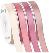 Mauproy 3/8 Inch Dusty Rose Satin Ribbon, 4 Rolls, Total 40 Yards | Champagne, Dusty Rose, Rosy M...