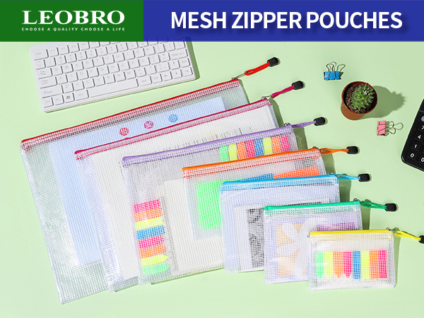 7pcs Assorted Sizes Mesh Zipper Bags