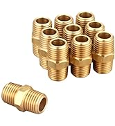 T TANYA HARDWARE Pipe Fitting and Air Hose Fittings, Hex Nipple Coupling Set - 1/4-Inch NPT x 1/4...