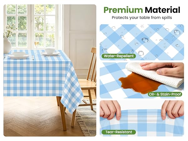 gingham light blue tablecloth
