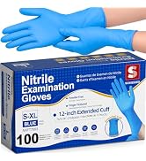 Schneider Nitrile Exam Gloves, Extended 12 Inches Cuff, Medium, 4 mil, 100-ct Box, Gloves Disposa...