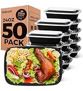 100-Piece (50-Pack) 24 OZ Meal Prep Containers Reusable with Lids, Sturdy Leakproof & Food Safe, ...