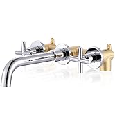 Wall Mount Bathroom Faucet, ARCORA Chrome Bathroom Sink Faucet 2 Handle Vanity Faucet Rough in Va...