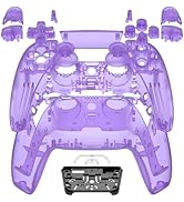 eXtremeRate Full Set Shell with Buttons Touchpad Cover, Clear Atomic Purple Custom Replacement De...