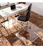 Azadx Tempered Glass Chair Mat for Carpet 32" x 48" Heavy Duty Office Chair Mat for Carpets 1/5" ...