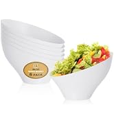 R-kay 6 Pack Angled White Plastic Serving Bowls - White Plastic bowls 36 Oz - White Salad Bowls L...