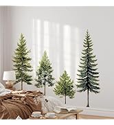 Pine Tree Wall Art - Pine Tree Wall Decal, Wall Stickers Peel and Stick Gold Stamping Walls Mural...
