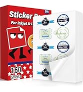 QYH Printable Sticker Paper for Printer - Matte Waterproof White Vinyl, 160 Sheets 8.5x11in Bulk ...