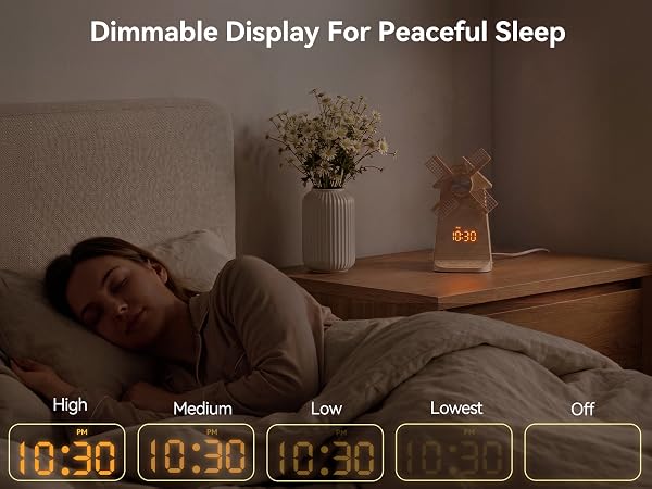 Sunrise Alarm Clock with Rotating Windmill, White Noise Machine Sound Machine Alarm Clock