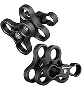 MINIFOCUS 2PCS 1'' Aluminum Triple Holes Ball Clamp Mount for Underwater Diving Light Arms Tray S...