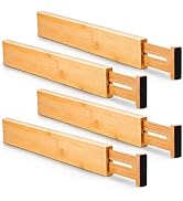 Utoplike 4 pcs Bamboo Kitchen Drawer Dividers Large, Adjustable Drawer Organizers, Spring Loaded,...
