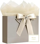 JMANNI Gift Bags, 1PCS Gift Bags Large with Ribbon and 1 Greeting Cards 2 Tissue Paper, Portable ...
