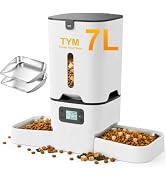 Automatic Cat Feeder 2 Cats, 7L Dry Cat Food Dispenser with Double Bowls | Multi-pet Household | ...