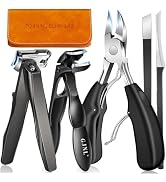 Toenail Clippers for Thick Toenails, Angled Head Toe Nail Clippers with Catcher, 360° Rotating Na...