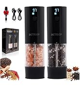 BCTILOP 2Pack Electric Salt and Pepper Grinder Set with Power Display, USB Rechargeable Automatic...