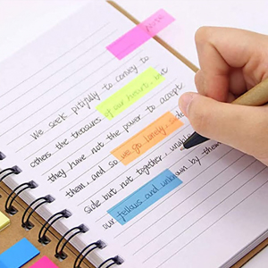 Translucent sticky index tabs for easy marking.