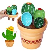 Cactus Measuring Spoons and Cups Set, Cute Ceramic Measuring Spoons, Baking Cacti Measuring Spoon...