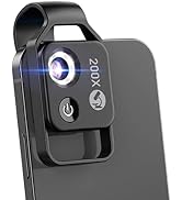 200X Phone Mini Pocket Microscope with LED Light/Universal Clip, Nano Zoom Portable Digital Micro...