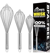 HOTEC 4 Pieces Stainless Steel Whisks Set Wire Whisk Balloon Whisk Egg Beater Kitchen Utensils fo...