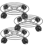 Tosnail 3 Pack 10.5" Round Metal Plant Caddy Plant Dolly Plant Stand Plant Holder with Caster Whe...