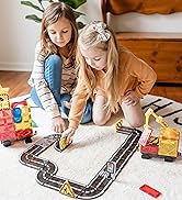 Kids Games Magnetic Tiles Road Set with Extendable Magnetic Crane, City Construction Building Toy...