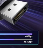 UGREEN USB C to DisplayPort 2.1 Cable 16K@30Hz 8K@120Hz, 6.6FT | 40Gbps, Thunderbolt 4/3, Alu Bra...