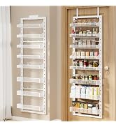 CUISIBOT 8 Tier Pantry Door Organizer, 2 IN 1 Over the Door Pantry Organizer with Metal Adjustabl...
